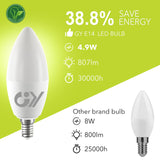 1 x RAW Customer Returns GY E14 LED cold white lamp 4.9W 6500K 807 lumen cold white light source, C37 candle energy saving lamp replaces 60W halogen lamp, non-dimmable LED bulbs, 12 pieces energy efficiency class C  - RRP €26.99