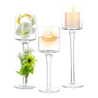 1 x RAW Customer Returns NUPTIO 1 Set Glass Candle Holders for Pillar Candle Floating Candles, Glass Tealight Candle Holders Clear Table Candle Holders for Wedding Party Centerpiece Christmas Halloween Home Decor - RRP €22.98