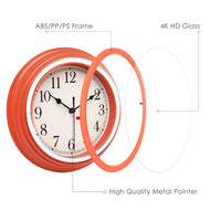 1 x RAW Customer Returns Topkey Silent Wall Clock Kitchen 9 Inch Retro Non-ticking Decorative Bedroom Office Wall Clock- Light Orange - RRP €15.14