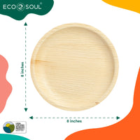 1 x Brand New ECO SOUL 100 compostable 20 cm, round palm leaf plates 25 pieces I Premium palm leaf tableware I Robust, organic disposable plates like bamboo I Round disposable plates - RRP €14.99