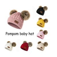 1 x RAW Customer Returns BESTOYARD Double Pompom Child Kids Beanie Hat Cute Baby Fox Fur Ball Knitted Hats Autumn Winter Warm Soft Crochet Girls Boys Hats Yellow  - RRP €9.66