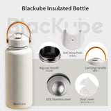 1 x RAW Customer Returns Blackube stainless steel drinking bottle with straw 1000ml thermos flask - BPA-free, leak-proof, large metal drinking bottle for sports, school, fitness, outdoor, camping - white - RRP €27.98