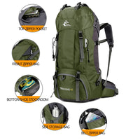 1 x RAW Customer Returns Bseash 60L Waterproof Lightweight Hiking Backpack with Rain Cover, Outdoor Sports Daypack Multifunctional Travel Bag for Climbing Camping Travel Army Green  - RRP €49.99