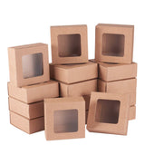 1 x RAW Customer Returns BENECREAT 24 Pieces Brown Kraft Cardboard Box with Clear Window Gift Boxes 8x8x3cm for Party Jewelry Packaging, Sweets, Cakes - RRP €18.35