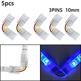 3 x Brand New 3 pin LED strip connector kit, includes 10pcs strip to strip crystal connectors, 5pcs L-shaped connectors, right angle adjustable corner connectors 10mm  - RRP €37.98