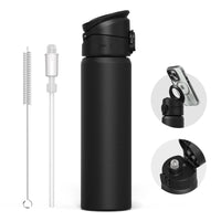 1 x RAW Customer Returns RHINOSHIELD AquaStand Magnetic Bottle 700 ml Stainless Steel Insulated Drinking Bottle with Straw, Sports Bottle with MagSafe Compatible Handle, Adjustable Angles, Leak-Proof - Black - RRP €60.46