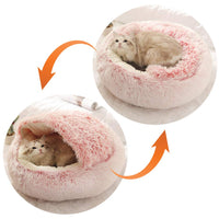 1 x RAW Customer Returns Souarts cat cave cat bed semi-enclosed dog bed pet bed with cover bed, round soft plush cave cuddle cave for dogs and cats coffee, diameter 40 cm  - RRP €25.99