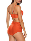 1 x RAW Customer Returns CZIMOO Women Bikini Set Two Piece Swimsuit Push Up Bikini Top with Bikini Shorts High Waist Sexy Solid Color Swimsuit Orange Swimsuit L - RRP €24.0