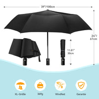 1 x RAW Customer Returns TechRise Umbrella, Stormproof Umbrella with Automatic Opening Closing, Portable Foldable Pocket Umbrella, Extremely Waterproof Robust, Large Umbrella for Men Women Children - RRP €14.99