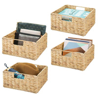 1 x RAW Customer Returns mDesign set of 4 storage baskets foldable wicker box made of water hyacinth shelf basket for ideal storage of clothes, toys or magazines with handy handles natural - RRP €72.36