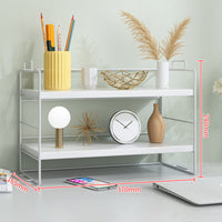 1 x RAW Customer Returns Desk Storage Rack, Desk Organizer, Multipurpose Bookshelf for Office, Home, Desktop Display Shelf, Desk Stand, Bookshelf White Shelf - White Board, 2Tier  - RRP €27.8