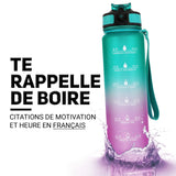 1 x RAW Customer Returns Nasafes French Motivational Water Bottle with French Time Marker Water Bottle with Reminder to Drink Plastic - RRP €27.88