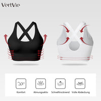 1 x RAW Customer Returns Vertvie Women s Sports Bra Strong Support with Padding Bustier Padded Without Underwire Fitness Bra Gym Push Up Yoga Sports Bra Top Sports Bra Cross Straps 1pc Black, L  - RRP €19.15