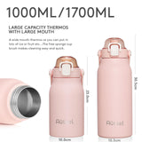 1 x RAW Customer Returns Autsel 1L Stainless Steel Drinking Bottle with Straw Bottle Large Metal Drinking Bottle Outdoor Bottle BPA Free Jug for Camping Fitness Pink - RRP €19.99