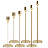 1 x RAW Customer Returns Rozrety candle holder gold candle holder set of 6 for diameter 2 cm taper candles, metal candle stand for living room bedroom wedding vintage table decoration taper candle not included  - RRP €30.2