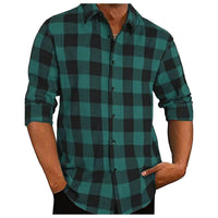 2 x Brand New Elainone Men s Checked Shirt Long Sleeve Loose Fit Casual Shirts Vintage Work Shirt Oktoberfest Check Shirt Autumn Winter, Green XXXL - RRP €31.96