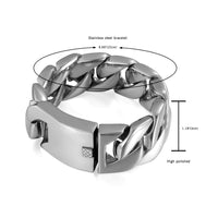 1 x RAW Customer Returns JewelryWe Jewelry Biker Men s Bracelet, 30mm Wide Stainless Steel Classic High Polished Curb Chain Bangle Bracelet Silver - RRP €43.34