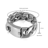 1 x RAW Customer Returns JewelryWe Jewelry Biker Men s Bracelet, 30mm Wide Stainless Steel Classic High Polished Curb Chain Bangle Bracelet Silver - RRP €43.34