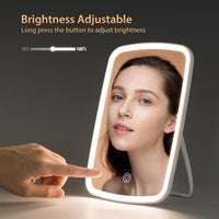 1 x RAW Customer Returns NEZZOE makeup mirror with lighting, touch screen cosmetic mirror with dimmable brightness, USB rechargeable portable - RRP €22.99