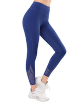 1 x RAW Customer Returns Yvette women s sports leggings with mesh pocket, high waist sports trousers, streetwear sports leggings, blue, S - RRP €15.96