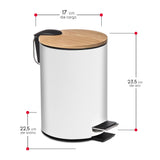 1 x RAW Customer Returns TIENDA EURASIA - Metal wastepaper basket with bamboo lid, 3L, 17 x 22.5 x 23.5 cm, small trash can with pedal, handle for transport, metal and bamboo, for bathroom, kitchen or desk - RRP €20.51