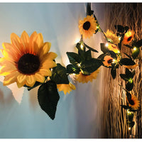 1 x RAW Customer Returns Fielegen Pack of 2 Artificial Sunflower Garland Fairy Lights, 4.5 m 60 LED Silk Sunflower Tendrils Battery Operated Fairy Lights for Indoor Bedroom Holiday Wedding Party Garden Decoration - RRP €18.25