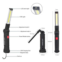 1 x RAW Customer Returns m MU 4 Pieces Rechargeable LED Flashlight, Bright Work Lamp, USB Rechargeable Inspection Lamps, Portable Lamp with Magnetic Base and Hanging Hook, 5 Modes for Emergency Car Repair - RRP €31.99