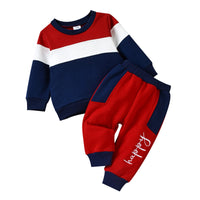 1 x RAW Customer Returns Dazzerake 2-piece Baby Tracksuit Sets Autumn Winter Clothing Unisex Color Block Sweatshirt Pullover Crew Neck Long Sleeves Top and Pants 3-6 months, Red  - RRP €27.53