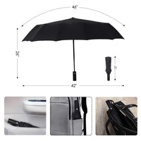 1 x RAW Customer Returns JIGUOOR Umbrella Windproof Travel Compact Umbrella, 12 Ribs Strong Folding Umbrella Automatic Large Umbrellas, Wind Resistant Umbrella with Leather Case Black - RRP €21.82