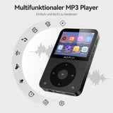 1 x RAW Customer Returns AGPTEK 64GB MP3 Player Bluetooth 5.3, with 2.3 inch TFT horizontal color screen, MP3 Player with headphones supports up to 128GB SD card, FM radio, recording, e-book, pedometer, 750 mAh black - RRP €41.23