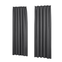 1 x RAW Customer Returns Deconovo thermal curtain with ruffle tape, opaque, noise protection, 260 x 140 cm height x width , dark grey, set of 2 - RRP €40.33