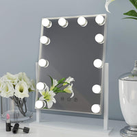 1 x RAW Customer Returns ANGNYA Hollywood mirror with light, illuminated cosmetic mirror with 12 dimmable LED lamps, touch control, tabletop 360 rotatable Hollywood makeup mirror, gifts for women - RRP €57.46