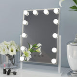 1 x RAW Customer Returns ANGNYA Hollywood mirror with light, illuminated cosmetic mirror with 12 dimmable LED lamps, touch control, tabletop 360 rotatable Hollywood makeup mirror, gifts for women - RRP €57.46