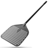 1 x RAW Customer Returns Ga HOMEFAVOR Perforated Pizza Peel, 12 Inch Pizza Shovel Made of Hard Anodized Aluminum with Long Removable Silicone Handle, 120 cm Total - RRP €31.25