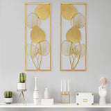 1 x RAW Customer Returns TELADESHX 2 Pieces Wall Decoration Living Room Luxury Golden 3D Wall Sculptures 32 X12 Modern Wall Hanging Sculptures with Frame for Bedroom Living Room Kitchen Dining Room Office - RRP €43.36