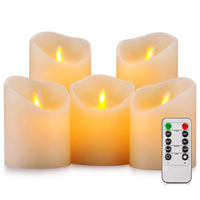 1 x RAW Customer Returns Aku Tonpa Flameless Candles, Battery Operated Real Wax Pillar Candles, Flickering Moving Wick Electric LED Candles Set with Remote Control, 24 Hour Timer, 5 Pack - RRP €25.88