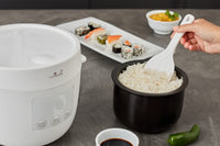 1 x RAW Customer Returns Yum Asia Tsuki Mini Rice Cooker with Shinsei Ceramic Bowl 2.5 Cups, 0.45 Liter , 5 Rice Cooking Functions, 2 Multicooker Functions, Hidden LED Display, 220-240V Pebble White  - RRP €99.9