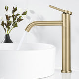 1 x RAW Customer Returns SHANFO wash basin faucet gold, bathroom high faucet with 360 rotating spout, bathroom wash basin faucet, mixer tap for countertop wash basin, brushed gold, 5M4OK-T - RRP €63.99