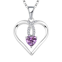 1 x RAW Customer Returns JO WISDOM Love Heart Necklace 925 Silver Woman with Heart Cut 5MM 5MM Cubic Zirconia Swarovski Crystal February Birthstone Amethyst Color - RRP €48.8