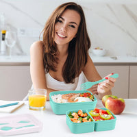 1 x RAW Customer Returns Kisstta Box Bento Box Lunch Container for Adults and Kids, Stackable with Utensils, BPA Free Bento Box, 2 Layer Bento LunchBox for Men Women, Green Bento Box Microwave Safe - RRP €22.8