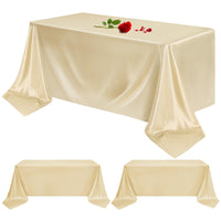 1 x RAW Customer Returns Showgeous 2 Pack Sparkling Satin Tablecloth Rectangle 90 x 132 Silky Satin Tablecloth Table Cover for Buffet Party Holiday Dinner Wedding Banquet Decoration - RRP €26.21