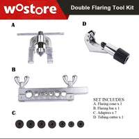 1 x RAW Customer Returns Wostore Double Flaring Tool Set for 3 16-5 8 Inch 7 Dies Automotive Line Pipe Cutter with Replacement Blade and Remear - RRP €39.75