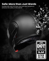 1 x RAW Customer Returns ILM motorcycle helmet, full-face helmet, flip-up helmet, full-face helmet, men s and women s ATV UTV with 180 reversible chin guard ECE Model-B707, matt black, L - RRP €209.99