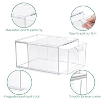 1 x RAW Customer Returns Greentainer Makeup Organizer with Drawers, Stackable Clear Plastic 4.5 Height Organizer for Cosmetics and Beauty Supplies on a Dressing Table Clear, 2 Pack  - RRP €29.99