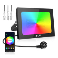 1 x RAW Customer Returns CLY 42W RGB spotlight, 1 piece LED spotlight outdoor Bluetooth APP control floodlight lighting, million colors dimmable smart floodlight, IP66 waterproof outdoor spotlight floodlight - RRP €24.99