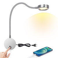 1 x RAW Customer Returns Reading lamp wall mounting, LED bedside light wall light with touch button adjustable light 3000-6000K, 4W bedside lamp 360 flexible gooseneck lamp with USB charging port for bed, bedroom, silver - RRP €27.99