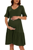 1 x RAW Customer Returns Smallshow Women s Maternity Dress Short Sleeve Summer Pregnancy Maternity Wear Dress Army Green M - RRP €34.99