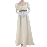 1 x RAW Customer Returns FCCAM Women s Regency Dress Jane Austen Long Vintage Dress Victorian Ball Gown with Gloves Empire Waist Dress XL - RRP €50.4