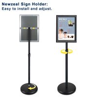 1 x RAW Customer Returns A4 Information Stand Poster Stand Aluminum Sign Holder Snap Frame, Angle and Height Adjustable, Sign Frame for Wedding Business Event Display. Black  - RRP €43.99