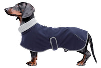 2 x Brand New MOREZI Dachshund jacket, cashmere lining, puppy winter jacket with reflective trim and high collar, dog snow jacket with adjustable velcro fastening-Navy blue-XL - RRP €56.44